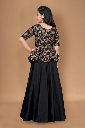 Image of Fashion Dream Girls Silk Blend Floral Printed Dress|Fancy Western Party Gown|Kids Ethnic Dress