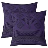 Homemissing Southwestern Geometrisch Kissenbezüge 45x45cm Schwarz Lila Kissenhülle Gestreift Boho Sofakissen Couchkissen Southwest Native American Design Dekokissen