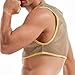 FIROTTII Mens Mesh Crop Tank Top Fishnet Sleeveless Undershirts See Through Vest Pride Parade Half Shirt Tops Golden