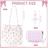 VorErgyllic Bow Corduroy Tote Bag 3-Piece Set, Coquette Bows Canvas Crossbody Shoulder Bag with Coin Purse & Keyring, Bow Tie Purse for Women, Work Travel Gift (Light Pink) #1