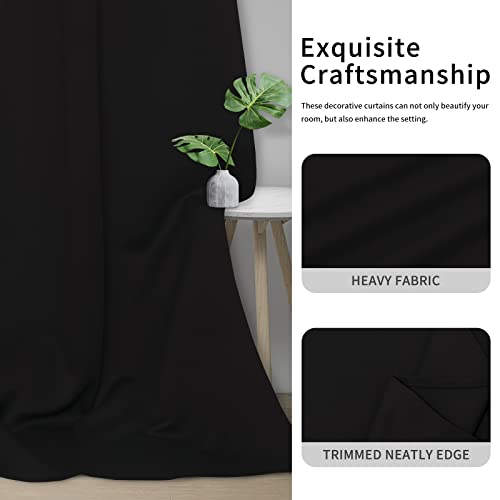 Image of Easy-Going Blackout Curtains for Bedroom, Solid Thermal Insulated Grommet and Noise Reduction Window Drapes, Room Darkening Curtains for Living Room, 2 Panels (42x54 in, Black)