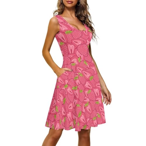 Image of TOADDITDO Womens Summer Sleeveless Tank Dress with 2 Side Pockets XS-4XL Plus Size