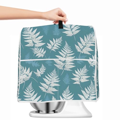 Image of 4.5 qt and All 5 qt Kitchen stand mixer Dust Cover, Kitchen Appliance Protective Covers with Top Handle and Pocket, Blue leaves