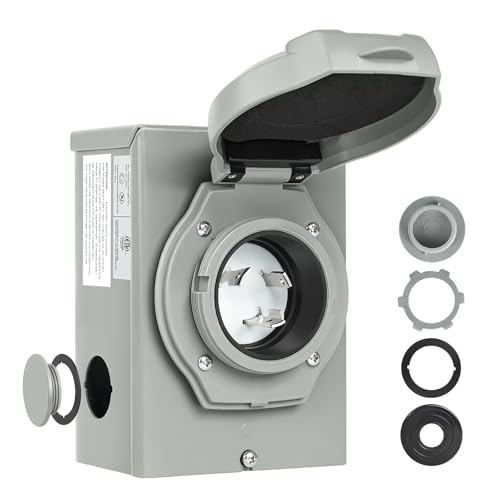 30 Amp Generator Power Inlet Box, NEMA L14-30P 125/250V 3750/7500W, ETL Listed Weatherproof Electrical Box with 4-Prong Connector & LED Indicator, Pre-Drilled Flange (L5-30P)