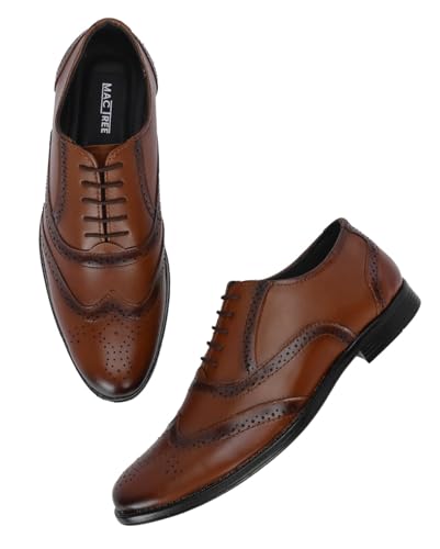 Image of MACTREE Men's Genuine Leather Brogue Lace Up Formal Shoes
