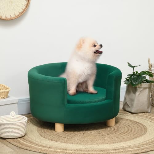 PawHut Hundesofa Hundecouch Waschbarer Bezug Katzensofa unter 4,5 kg Grün