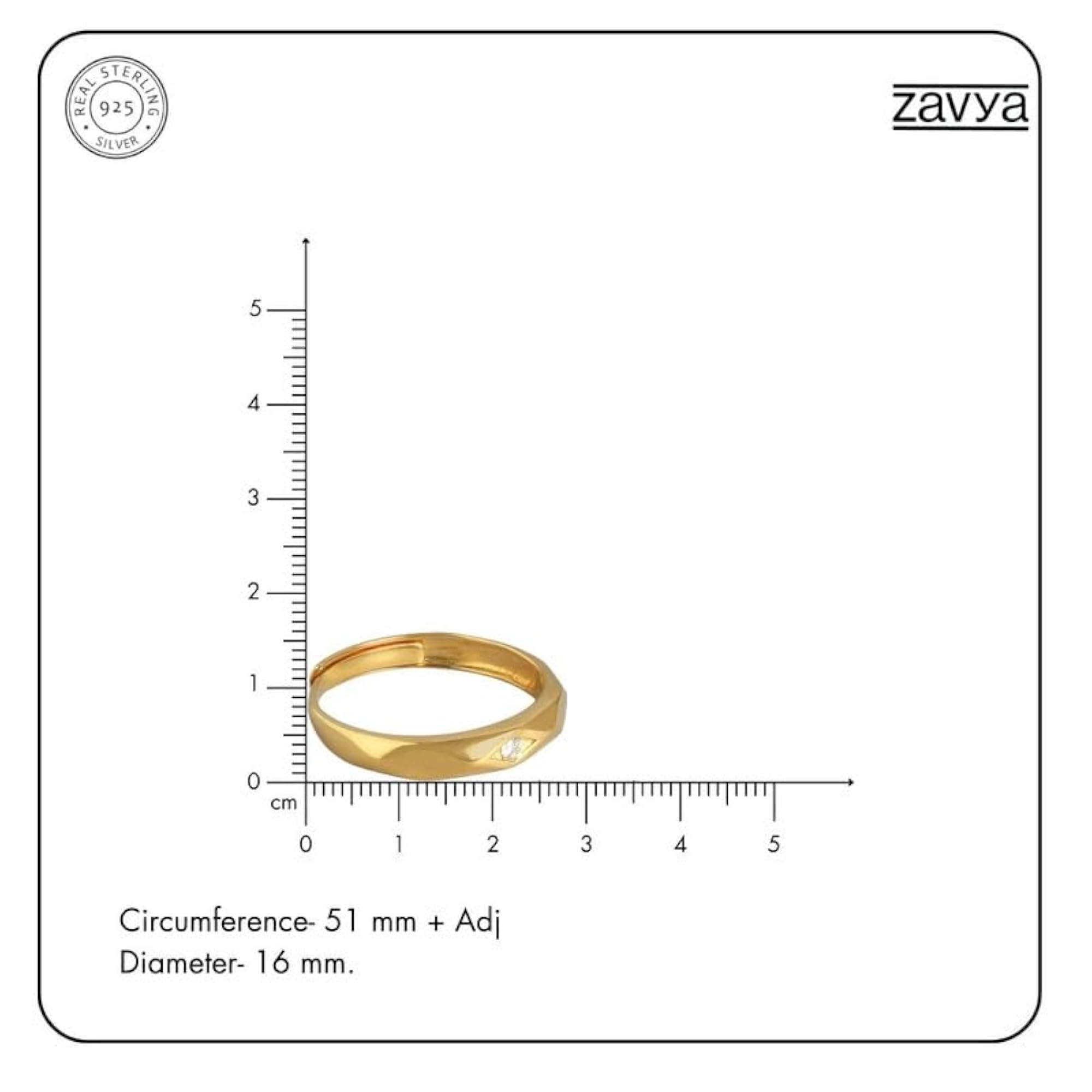 925 Silver CZ Adjustable Ring with 925 Hallmark