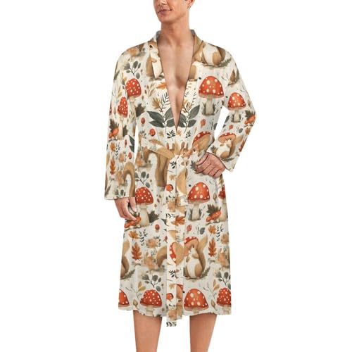 Peignoir de douche léger homme imprimé champignon écureuil
