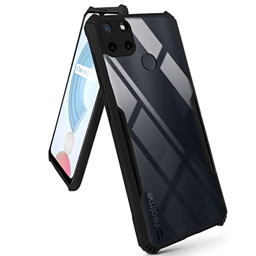 Image of Jkobi Back Cover Case for Realme C25Y | C21Y (Crystal Glass Back | Camera Protection | Shockproof Bumpers | Professional Black)