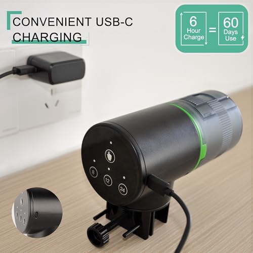 Image of FREESEA Aquarium Automatic Fish Feeder: Rechargeable Auto Fish Food Dispenser - Fish Tank Vacation Timer Feeder for Betta | Koi | Goldfish | Turtle