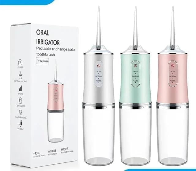 Image of Water Flosser with 3 Modes 4 Jets IPX7 | Cordless Waterproof Rechargeable Oral Irrigation Cleaner with 230ml Detachable Water Tank for Teeth Cleaning (Multicolor) (ORAL IRRIGATOR-A9, Standed)