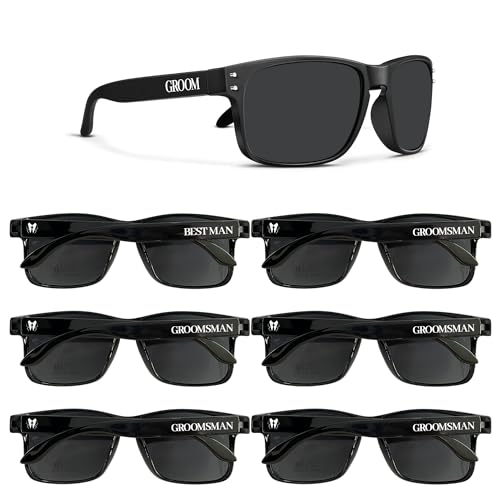 LADY&HOME Bachelor Party 7pcs Wedding Sunglasses for Groom, Best Man, Groomsmen Gifts Wedding Favor