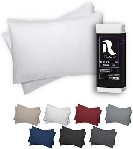 Funda Almohada 50x70 cm (Juego de 2) - Microfibra Suave 100% Poliéster (90gr/m²)- Lavable, Antialérgica y Antibacteriana - Blanco