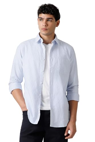 Image of Van Heusen Men's Casual Shirt for Men | Cotton | Stripe | Slim Fit | Full Sleeves |