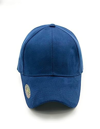 Image of Suede Cap for Mens and Womens,Unisex Cap Leather Cap for Boys Adjustable Buckle (Navy Blue)