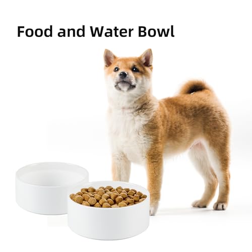 Havniva Rutschfester Keramik-Hundeschale 15,5 cm für Kleine und Mittlere Hunde,gewichtete Futter-Schale für Futter und Wasser (850 mL, Weiß)