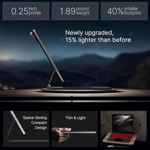 Image of typecase Edge for iPad Air 13 (M4 /M3 /M2, 2026 /2025 /2024) & Pro 12.9 (6th /5th /4th /3rd Gen) with 11-Color Backlit & Precision Trackpad, Magic Floating Keyboard (NOT FIT to Pro 13 (M5 /M4)-Carbon Fiber26