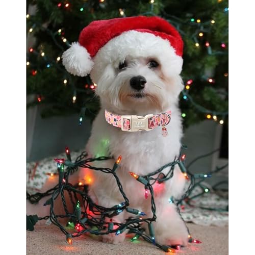 Image of Christmas Dog Collar, Pink Christmas Tree for Dogs, Adjustable Pet Collar with Cute Xmas Tree Pendant, Festive Winter Dog Accessories for Small Medium Large Dogs XS