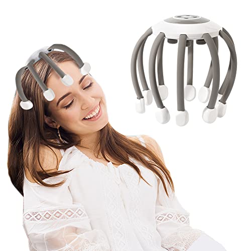 Masajeador de cuero cabelludo eléctrico de 360 grados portátil de masaje de cabeza garra 6 modos estimular rascado de la cabeza alivia la fatiga y el estrés Cover