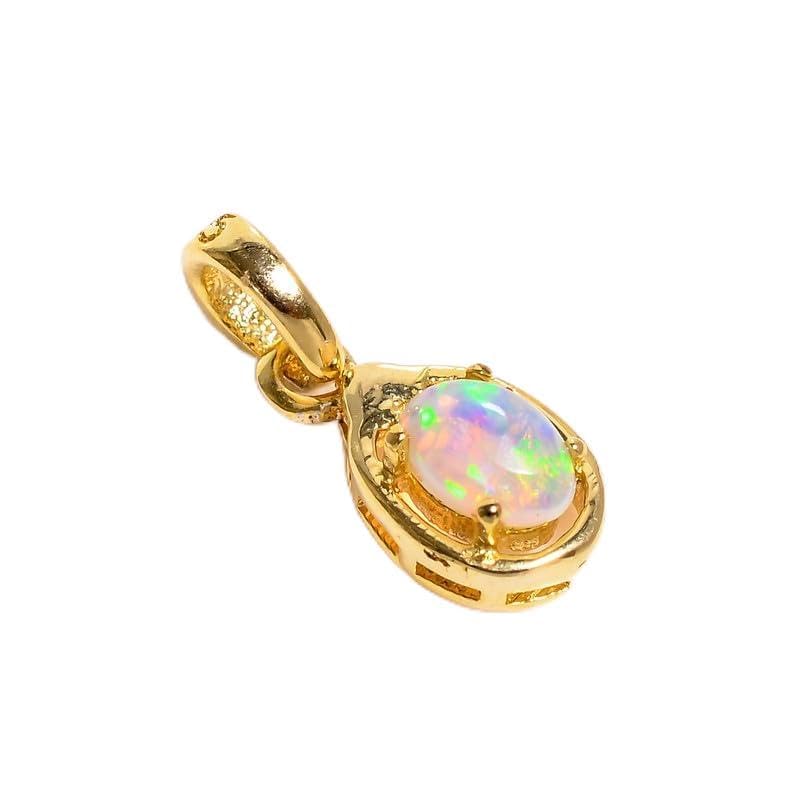 Pendentif en opale éthiopienne blanche naturelle et argent 925 fait main