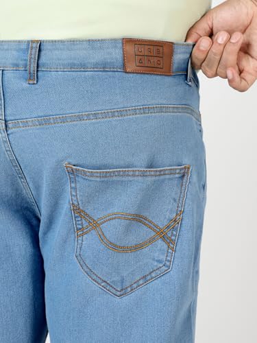 Image of Urbano Plus Men's Regular Fit Mid Rise Washed Denim Bootcut Jeans Stretchable