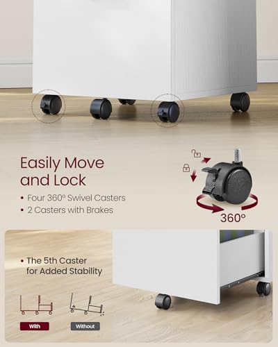 image for VASAGLE 2-Drawer File Cabinet, Small Rolling Filing Cabinet for Home O