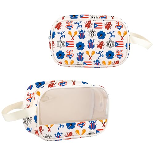 JXGZSO Puerto Rico Themed Travel Pouch With Zipper Puerto Rico Clear Makeup Bag Puerto Rican Gift (Puerto Rico MB)