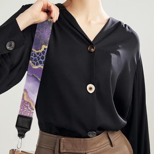 Image of Coldinair Leopard Print Replacement Shoulder Strap for Women Lady Purple Marble Handbags Bag Straps Wide Straps for Luggage, Crossbody Strap,Guitar Strap for Purses