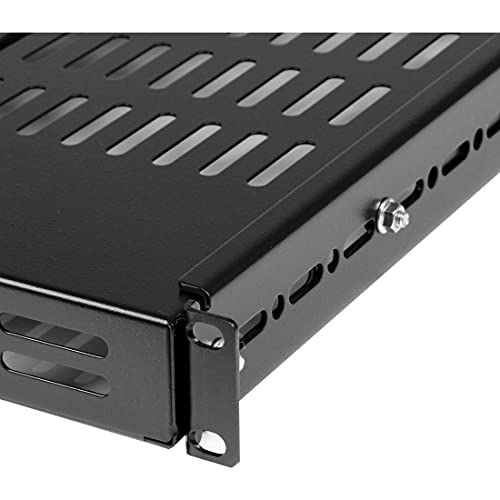 Image of StarTech.com 1U Adjustable Mounting Depth Vented Rack Mount Shelf - 175lbs / 80kg - Fixed Server Rack Shelf