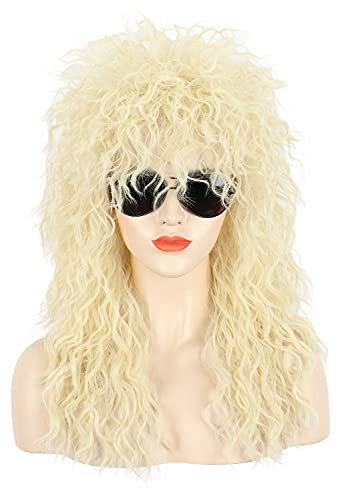 Perruque mulet longue bouclée blonde Karlery Halloween cosplay rocker