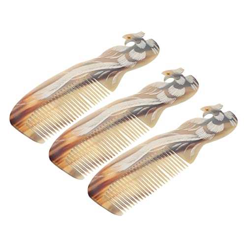 Beaupretty 3個 ホーンコーム コードレスヘアカーラー コーム 剛毛 櫛 からかい ヘアブラシ メンズコーム かつらコーム メンズヘアコーム ワイドコーム 男性用スタイリングコーム 角