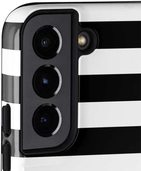 Skinit Pro Phone Case Compatible with Galaxy S22 - White and Black Stripes Design