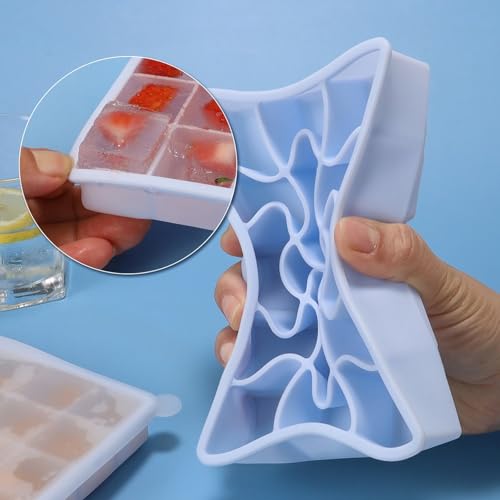 Bandeja de silicona para cubos de hielo con tapa, 15 cubos miniatura 3