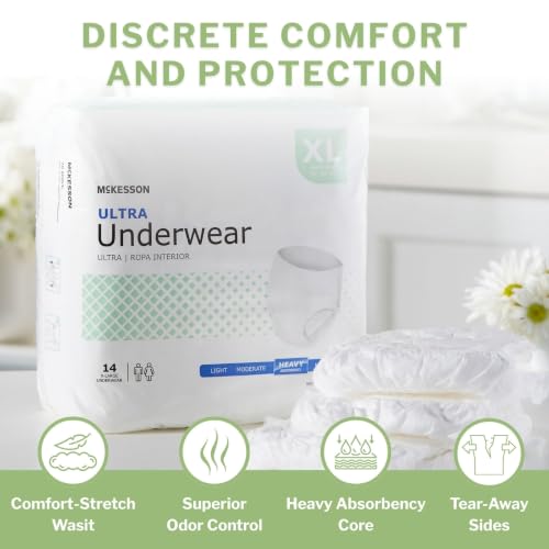 Image of McKesson Ultra Adult Incontinence Underwear, Heavy Absorbency, 68 in, 56 ct
