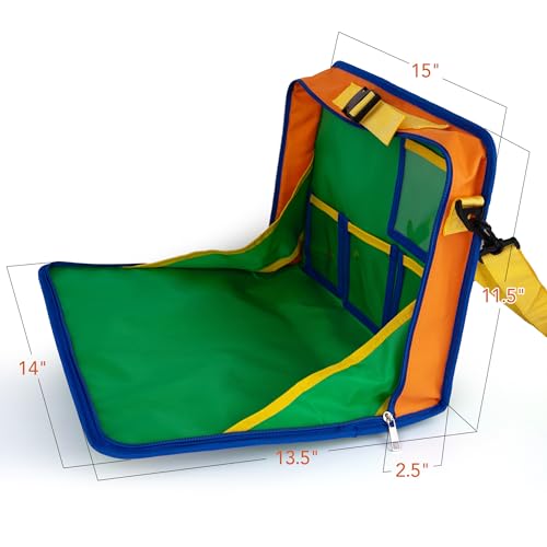 Image of ArtCreativity Kids Travel Tray - Car Seat Table Tray with 16 Crayons, 20 Paper Sheets, 5 Clear Pockets