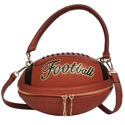 Image of Women Rhinestone Football Shaped Handbag Chain Crossbody Shoulder Bag Football Purse | Rugby, Unique, Novelty, Football