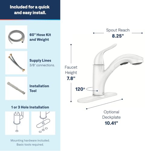 Image of Moen 87557W Brecklyn Glacier White Pull-Out Kitchen Faucet