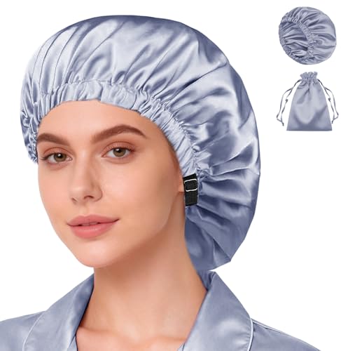 Satin Bonnet 2Pcs Silk Bonnet Hair Bonnets For Sleeping Silky Soft Sleep Cap Womens Night Curly Natural Hair Caps