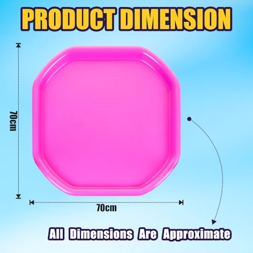 M1SS (Set of 3) - Small Mixing Tray 70cm x 70cm Plastic Assorted Tuff Tray Messy Activities Perfect for Playing Sand Pool Pit Water Garden Beach (Pink)