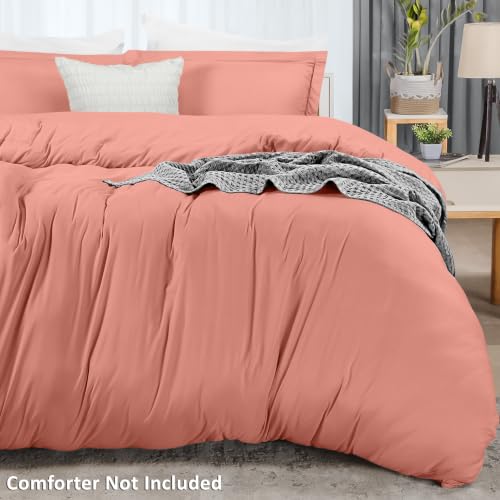 Image of Duvet Cover Full, 3 PC Cotton Like Polyester, Zipper Closure, Blush Pink
