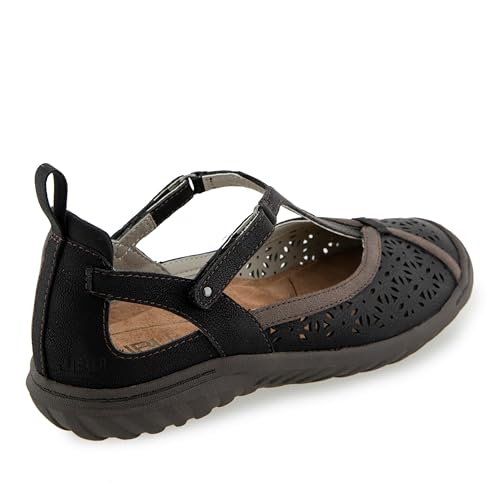 Image of JBU Women's Daffodil Comfortable Adjustable Casual T-Strap Memory Foam APMA Accepted Mary Jane Walking Flat