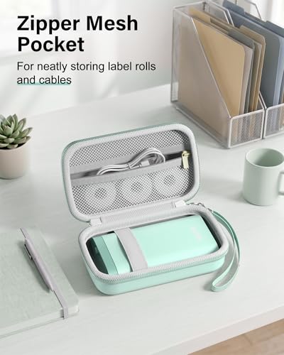 Image of ProCase Label Maker Case Compatible with Nelko P21, Phomemo D30 Label Printer, Compact Portable Bag for SUPVAN E10 /ORGSTA S001 Sticker Printer, Storage for Label Tape&Accessories (Case Only) -Green
