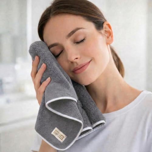 Image of LINEAR Microfiber Hand Towels /Small Size Towel /Face Towel /Towel for Men, Women & Babies /Ultra Soft, Absorbent & Quick Dry Towels for Gym, Travel 300 GSM (Grey1)