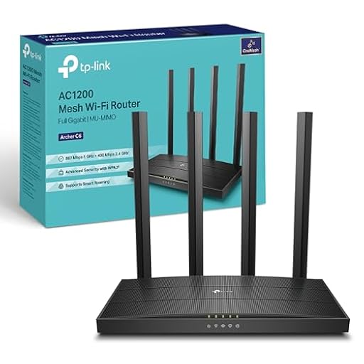 TP-Link Archer C6 - AC1200 Router WiFi, Doble Banda (5GHz/2.4GHz), 5xPuertos Gigabit, 4xAntenas Externas, MU-MIMO, WPA3, Modo Punto de Acceso, Tecnología OneMesh, Color Negro | Ya disponible en tu tienda friki favorita! En mundofriki.es!