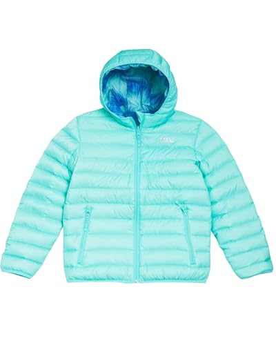 Image of Eddie Bauer Girls' Jacket - CirrusLite Weather Resistant Down Coat for Girls - Insulated Quilted Bubble Puffer (3-20), Size 14-16, Aruba Blue - Reversible