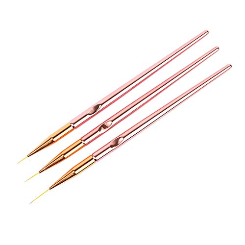 3 Pcs Pro Drawing Nail Liner Brush，UV Gel Polish Painting Acrylic Nail Brushes,Striping Brushes for Short Strokes, Details, Elongated Lines Nail Art Design, HJ-NB106