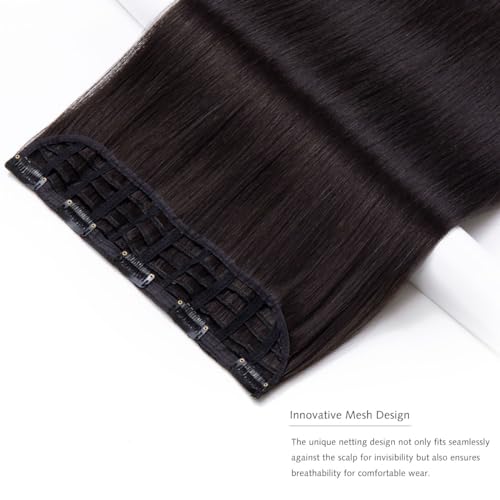 Yamel Clip in Hair Extensions One Piece 5 Clips Long 16 inch Darkest Brown Straight Synthetic Hairpieces 3/4 Full Head Clip in Hair Extension - Image 2