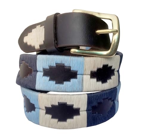 WeavingCraft Argentinian Leather Premium Handmade Stitched Embroidered Designer Polo Belt -1mm (4016 - Waist Size- 26'' TO 30'')