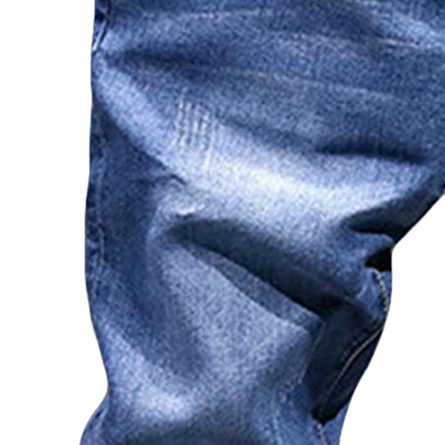 Men's Slim Fit Stretch Jeans Classic Solid Color Tapered Leg Denim Pants Retro Washed Distressed Comfort Jean4