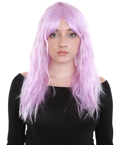 Wigs2you.com���f�B�[�X �~�f�B�A���E�F�[�u�E�B�b�O �t���E�B�b�O �΂ߑO���t�� �����F �ϔM�t�@�C�o�[ �R�X�v���E�p�[�e�B�[�p ���R�d�グ - ���C�g�p�[�v��(H-1767-LGPURPL)